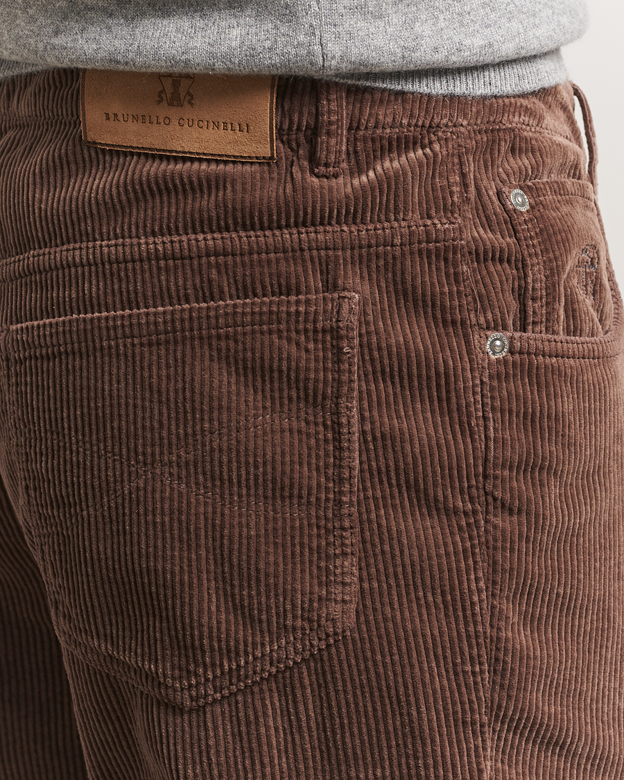 Uomini | Pantaloni | Brunello Cucinelli | Leisure Fit Corduroy 5-Pocket Pants Taupe