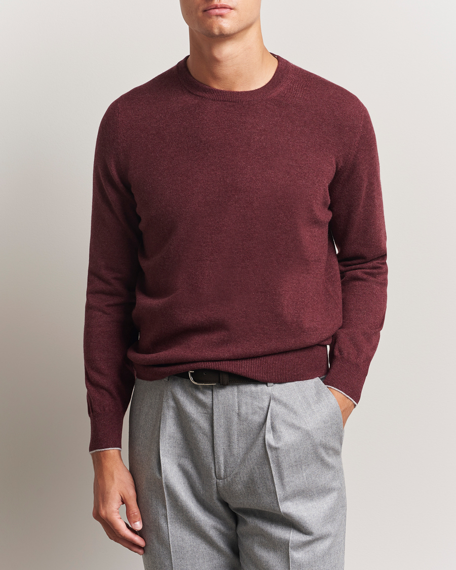 Uomini | Maglieria | Brunello Cucinelli | 2 Ply Cashmere Pullover Amaranto