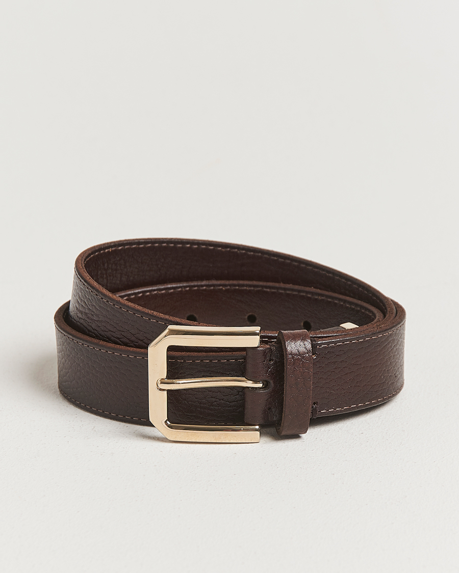 Uomini | Brunello Cucinelli Grain Leather Belt Dark Brown | Brunello Cucinelli | Grain Leather Belt Dark Brown