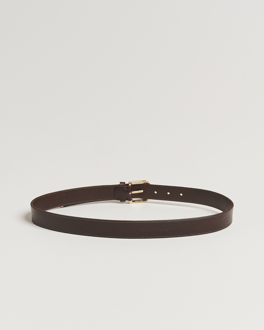 Uomini | Brunello Cucinelli Grain Leather Belt Dark Brown | Brunello Cucinelli | Grain Leather Belt Dark Brown