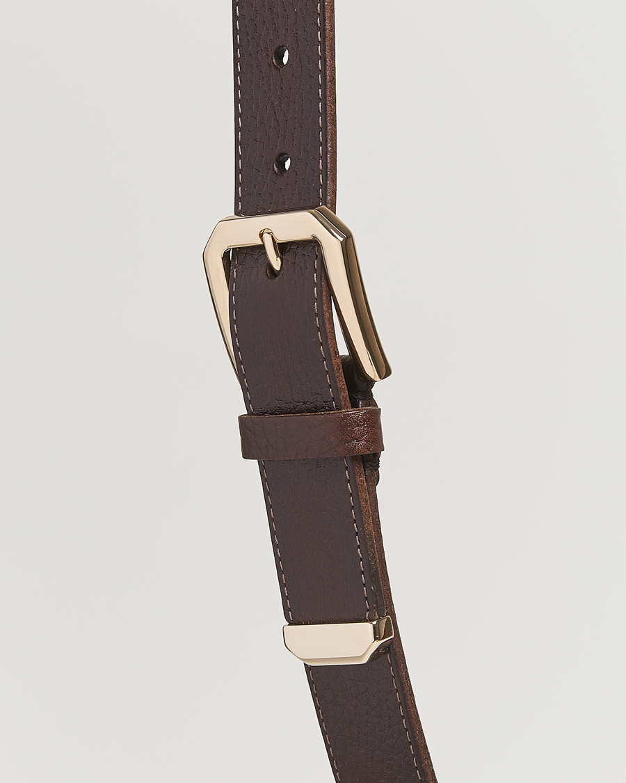 Uomini | Brunello Cucinelli Grain Leather Belt Dark Brown | Brunello Cucinelli | Grain Leather Belt Dark Brown