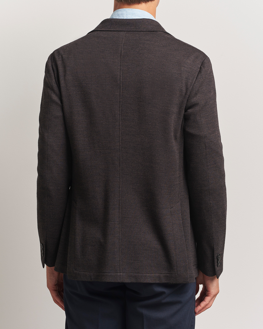 Uomini | Blazers | Canali | Wool Houndstooth Jersey Blazer Dark Brown