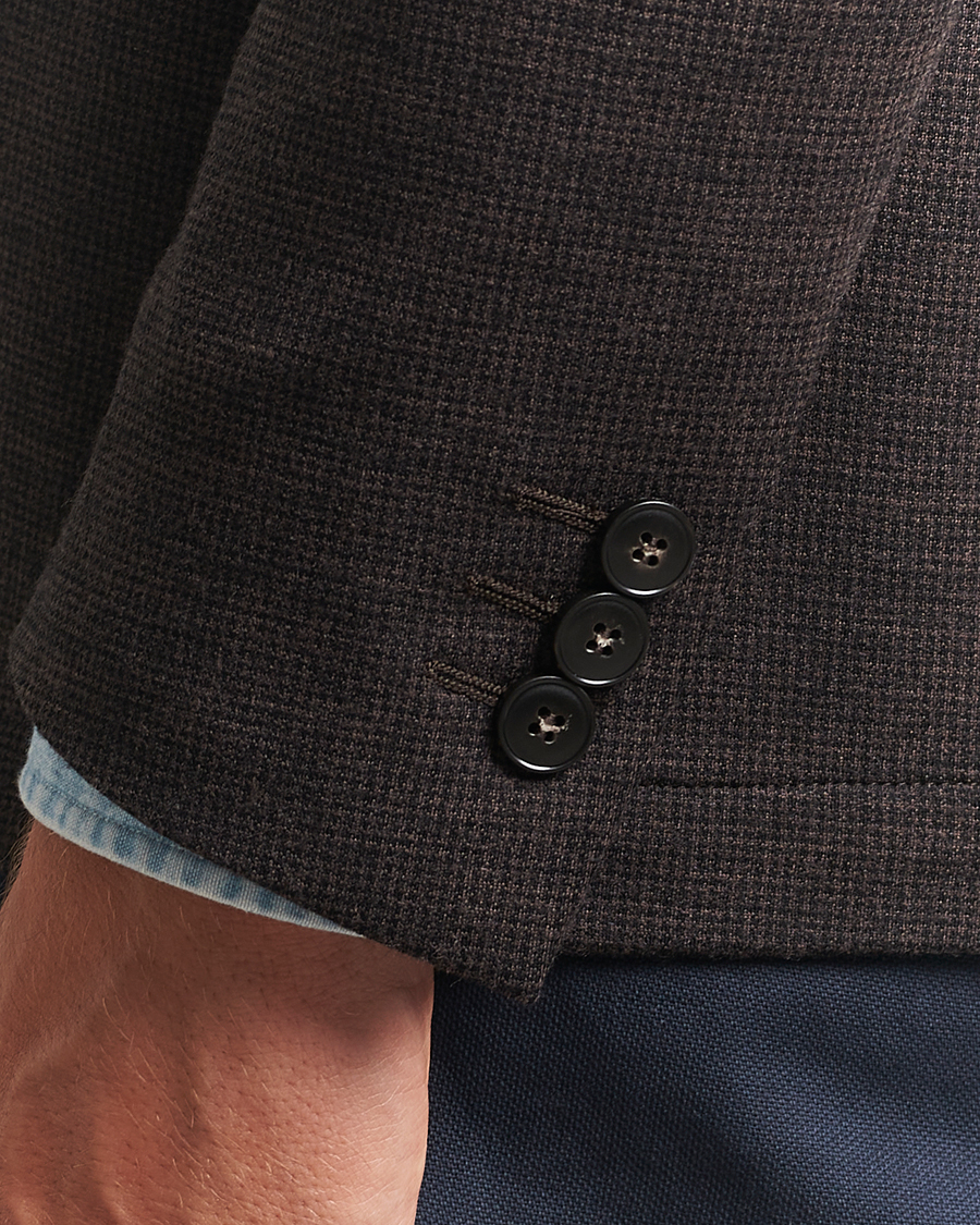 Uomini | Blazers | Canali | Wool Houndstooth Jersey Blazer Dark Brown