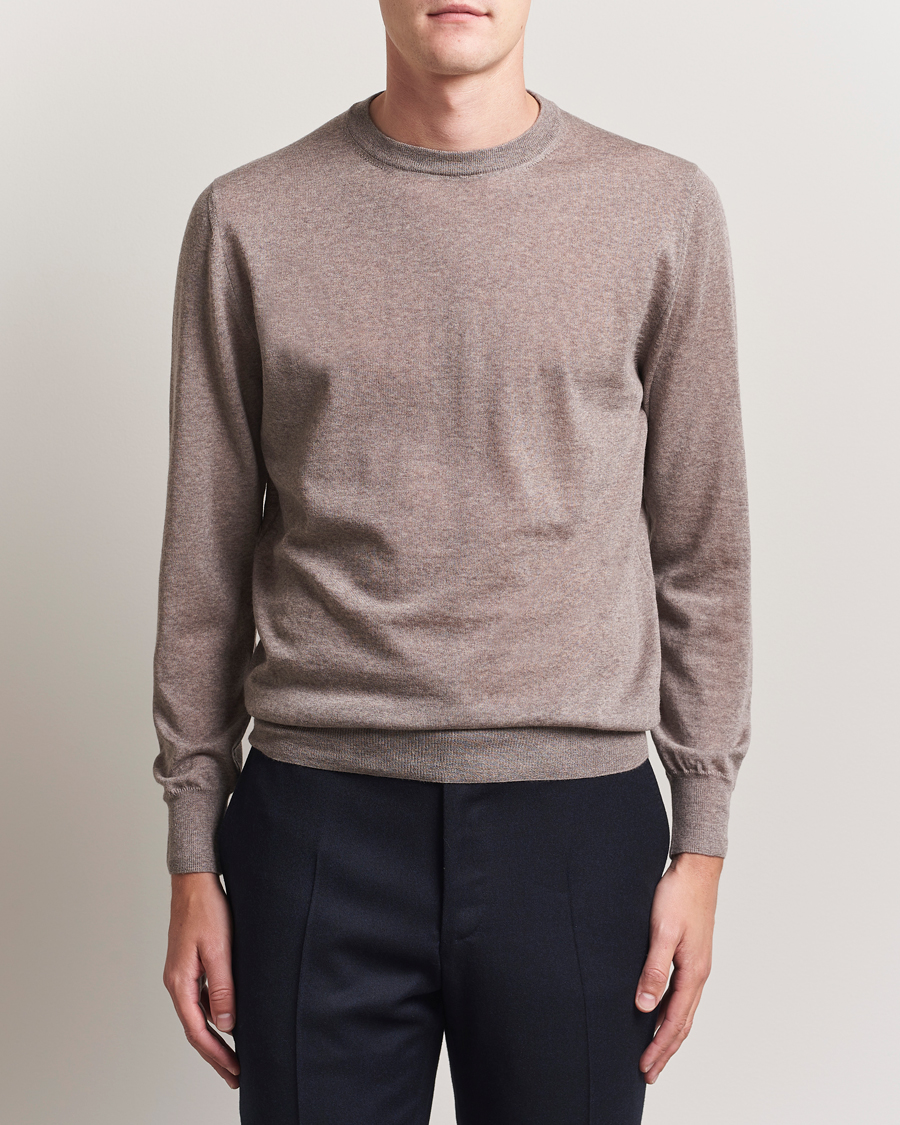Uomini | Maglieria | Canali | Merino Wool Crew Neck Beige