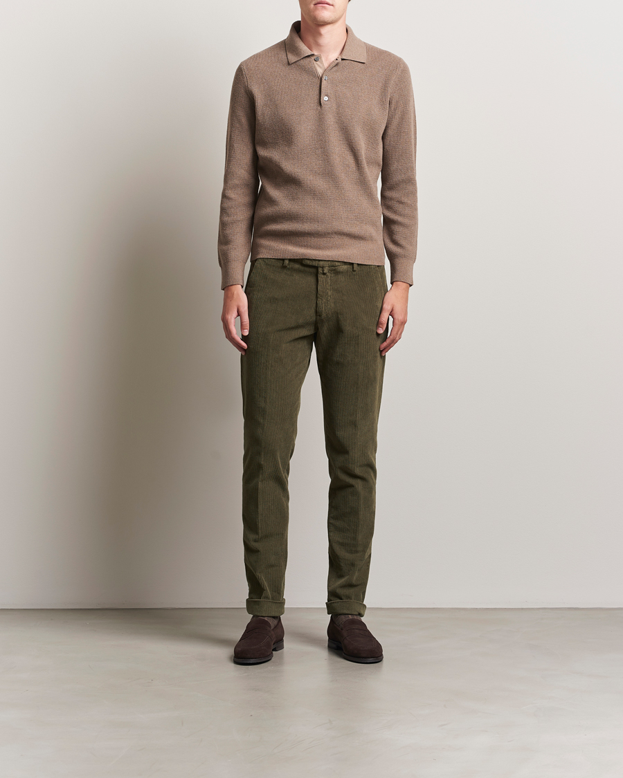 Uomini | Maglieria | Canali | Wool/Cashmere Long Sleeve Polo Brown