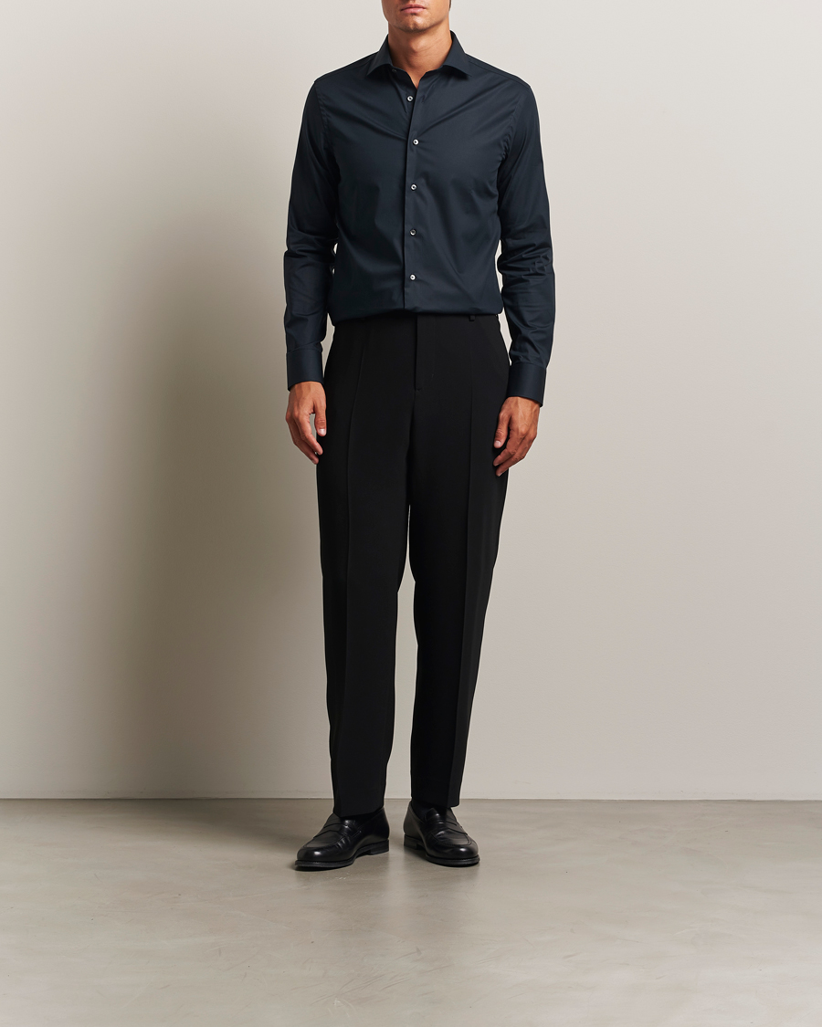 Uomini | Camicie | Canali | Slim Fit Cotton/Stretch Shirt Navy