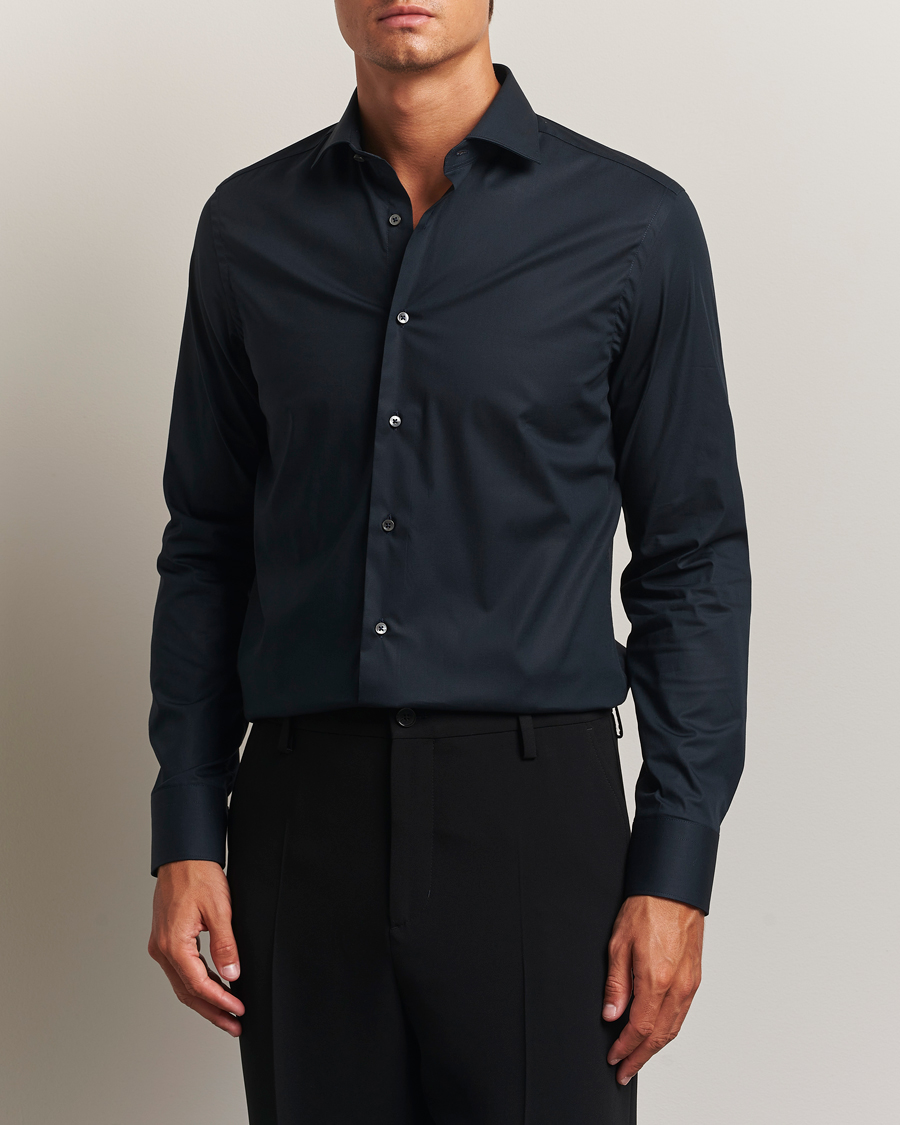Uomini | Camicie | Canali | Slim Fit Cotton/Stretch Shirt Navy