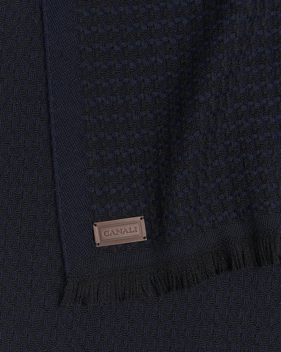 Uomini | Cravatte | Canali | Jacquard Wool Scarf Navy