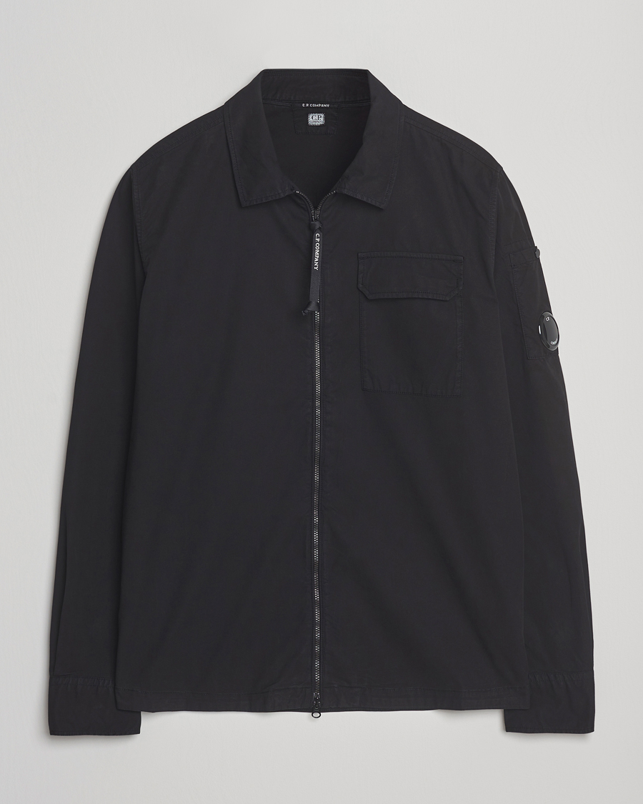 Uomini | Camicie | C.P. Company | Organic Cotton Gabardine Zip Overshirt Black
