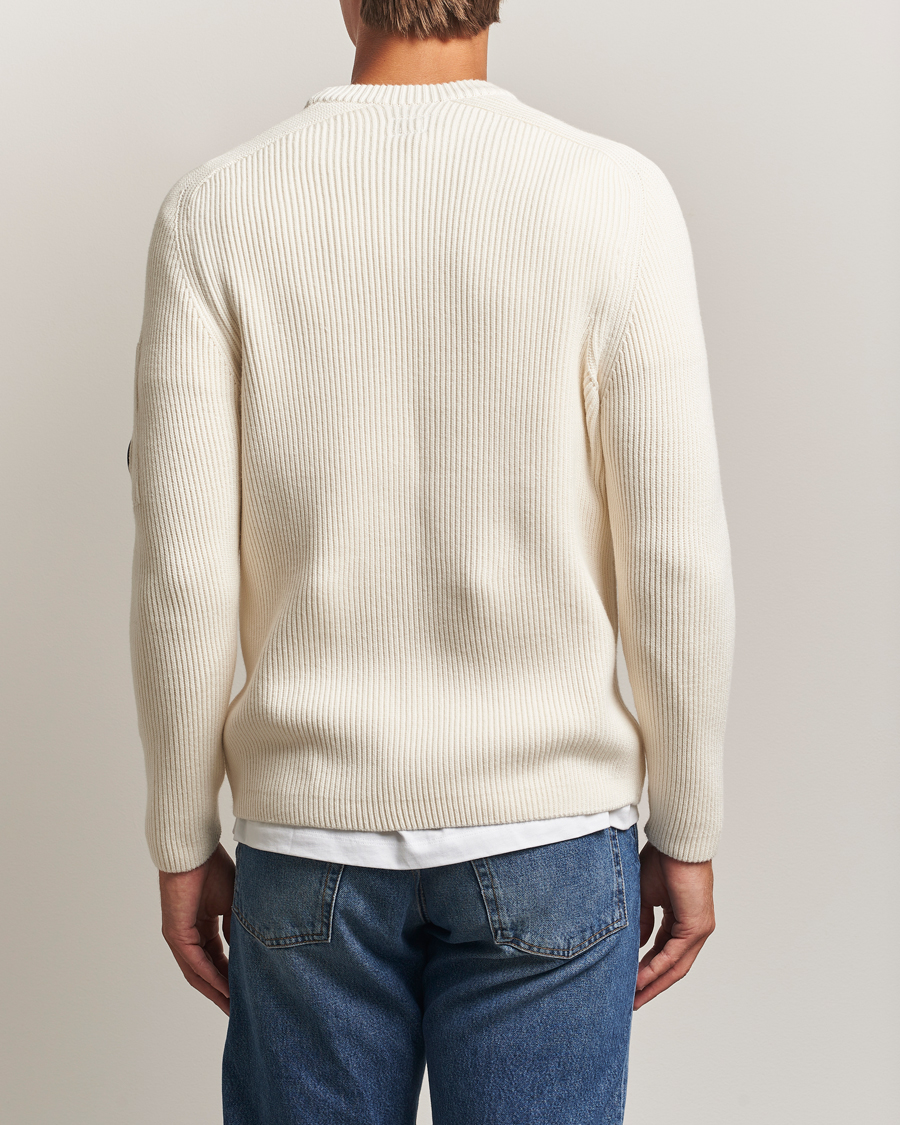 Uomini | Maglieria | C.P. Company | Full Rib Knitted Cotton Crew Neck White