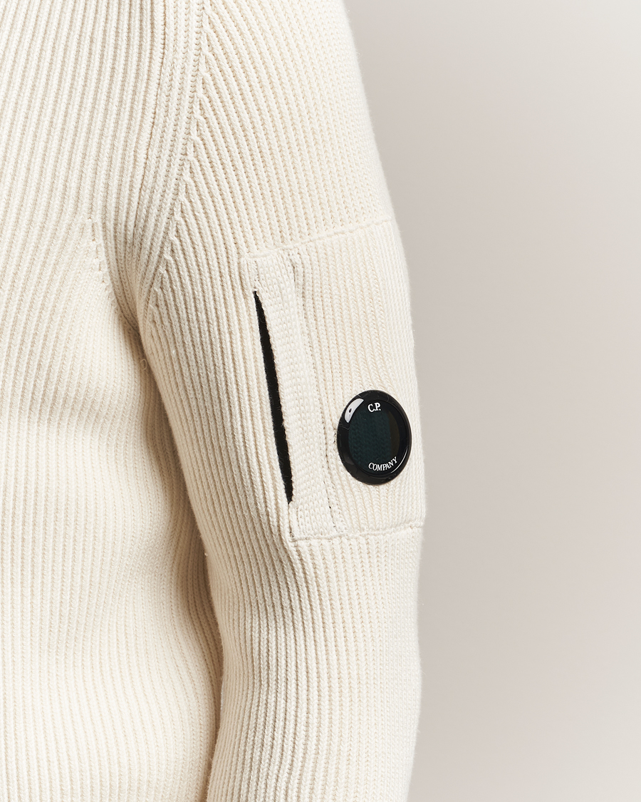 Uomini | Maglieria | C.P. Company | Full Rib Knitted Cotton Crew Neck White