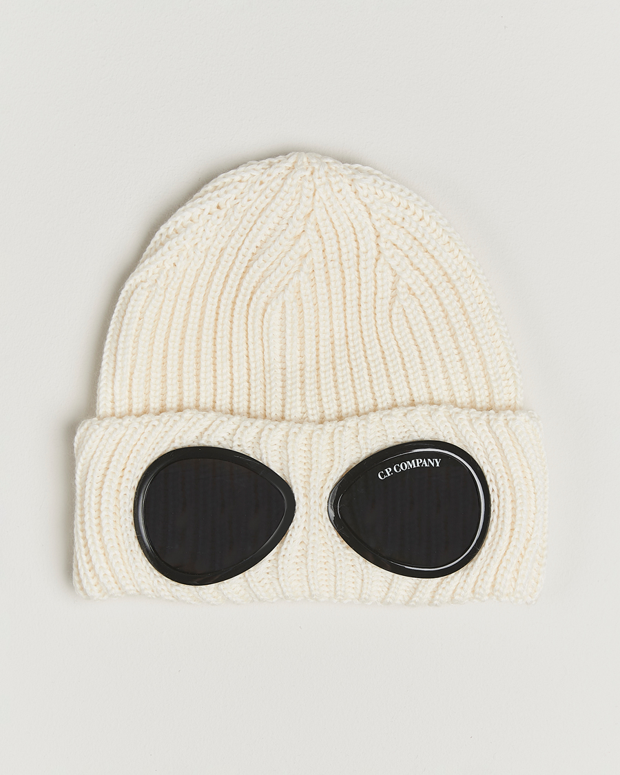 Uomini | C.P. Company Knitted Merino Goggle Beanie White | C.P. Company | Knitted Merino Goggle Beanie White