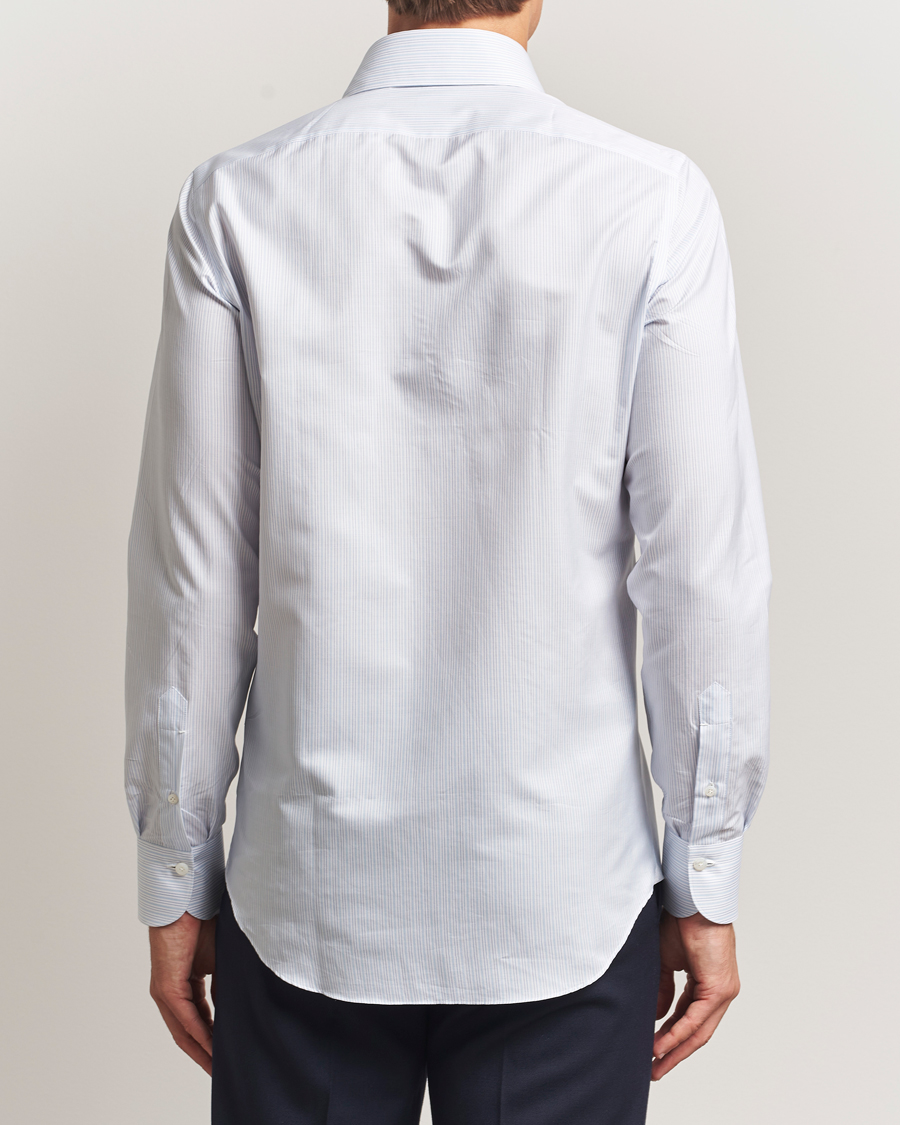 Uomini | Camicie | Finamore Napoli | Milano Slim Giza 170 Popeline Shirt Light Blue Stripe
