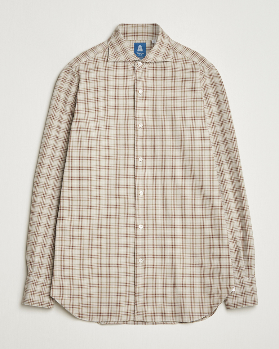 Uomini | Camicie | Finamore Napoli | Gaeta Flannel Sport Shirt Beige Check