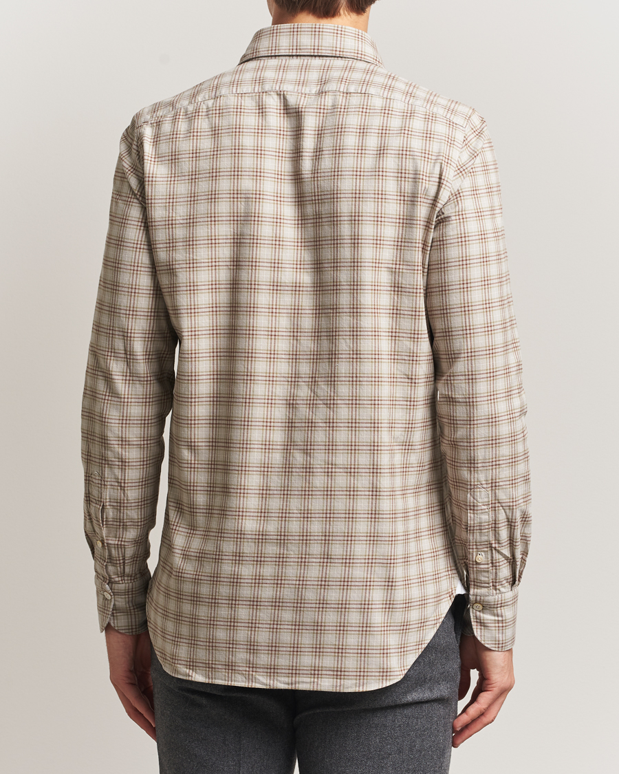 Uomini | Camicie | Finamore Napoli | Gaeta Flannel Sport Shirt Beige Check