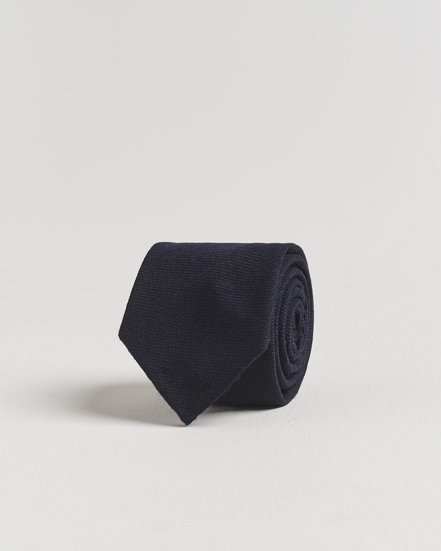 Uomini | Finamore Napoli Wool Twill Tie Navy | Finamore Napoli | Wool Twill Tie Navy