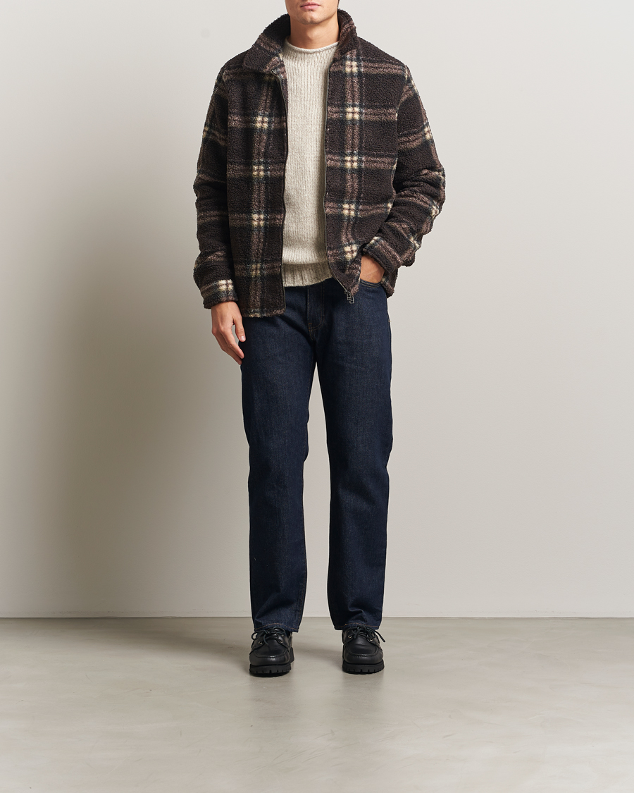 Uomini | Maglieria | Forét | Cabin Check Zip Fleece Brown