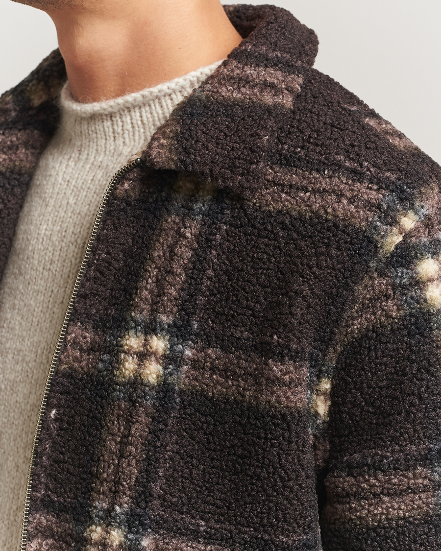 Uomini | Maglieria | Forét | Cabin Check Zip Fleece Brown