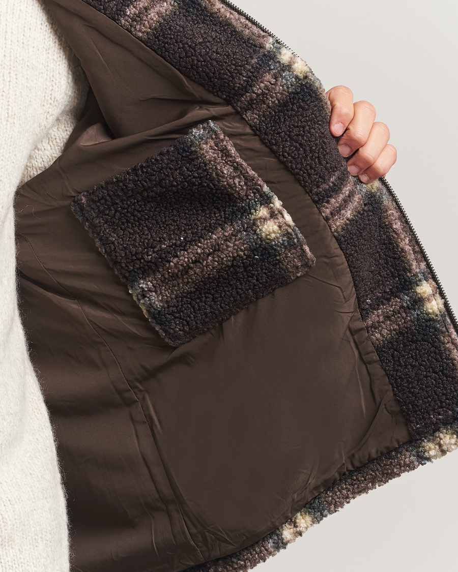 Uomini | Maglieria | Forét | Cabin Check Zip Fleece Brown