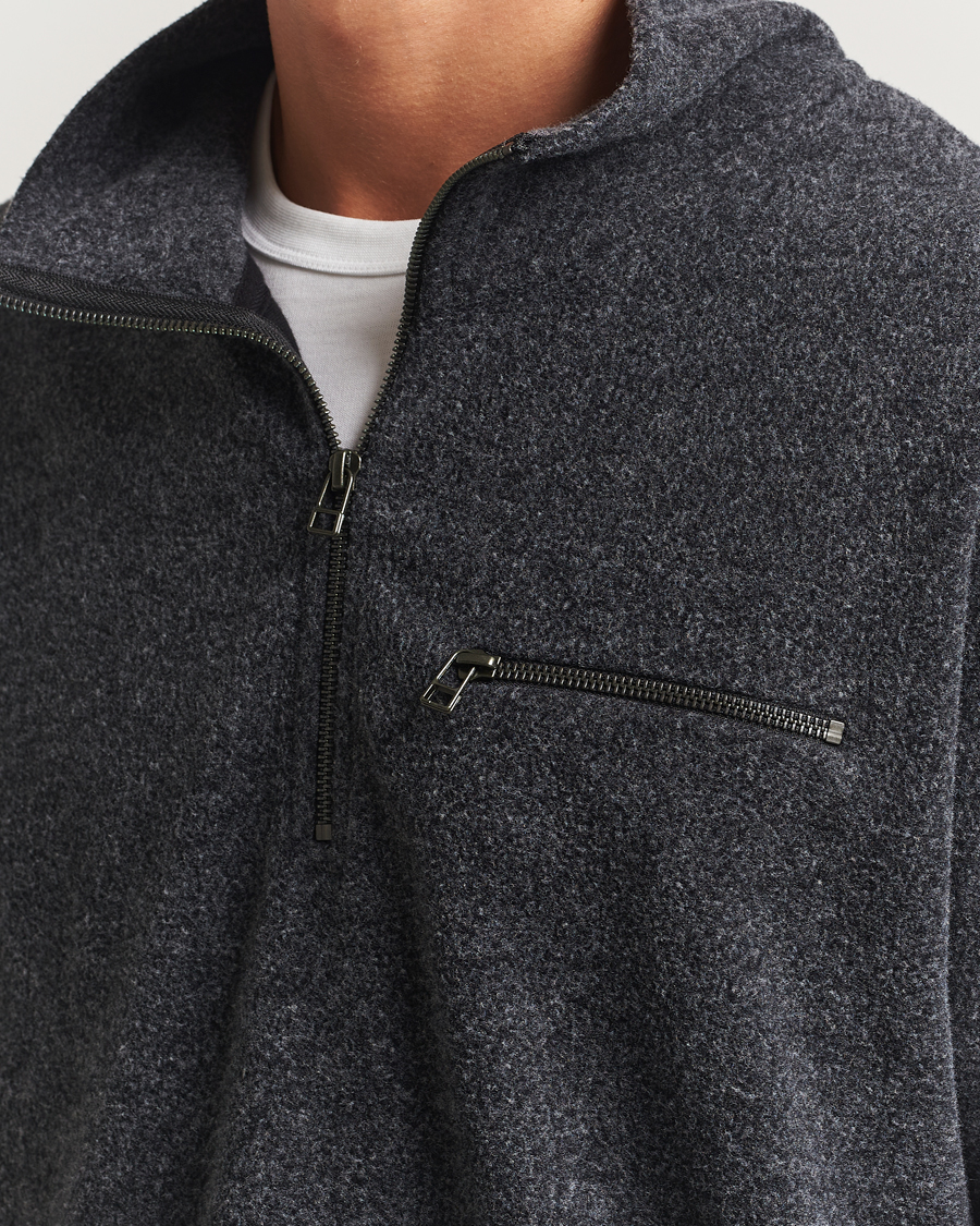 Uomini | Maglieria | Forét | Elm Half Zip Sweatshirt Dark Grey Melange
