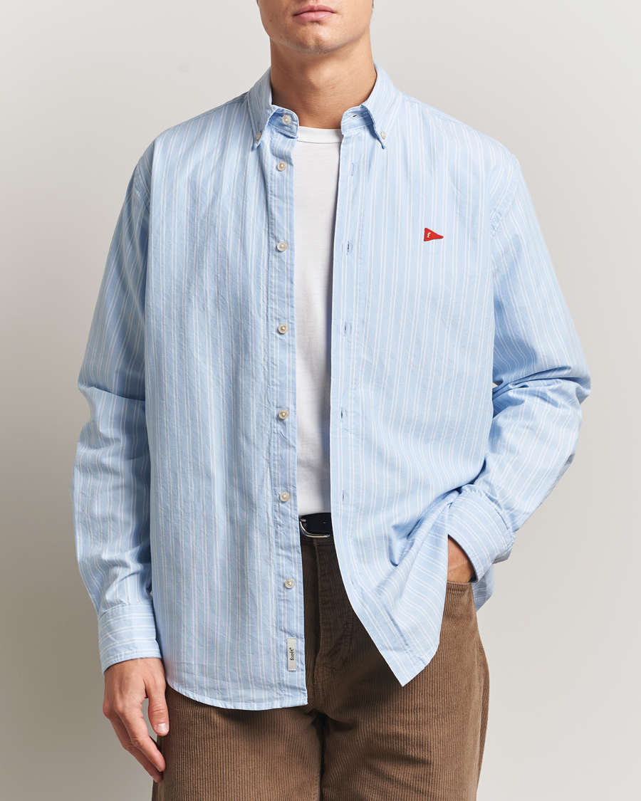 Uomini | Camicie | Forét | Flag Regular Fit Oxford Shirt Light Blue Stripe