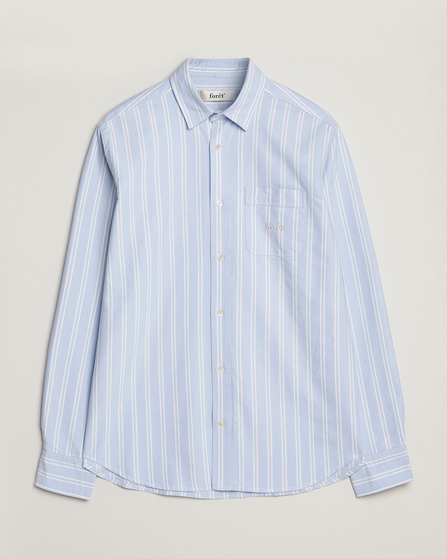 Uomini | Camicie | Forét | Juno Embroidered Oxford Shirt Light Blue Stripe