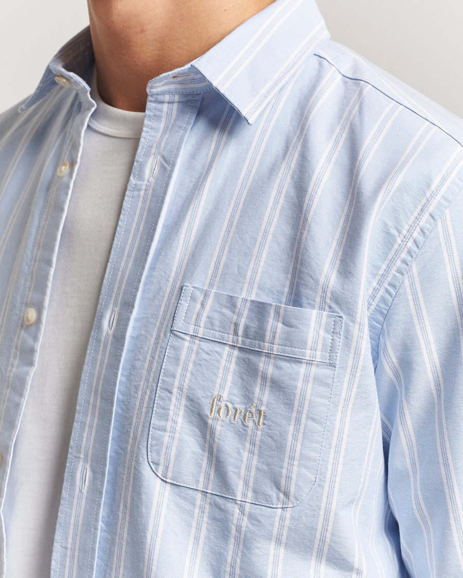 Uomini | Camicie | Forét | Juno Embroidered Oxford Shirt Light Blue Stripe