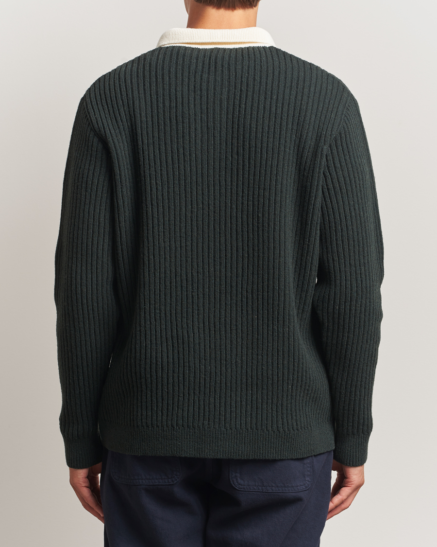 Uomini | Maglieria | Forét | Sow Rib Polo Knit Dark Green