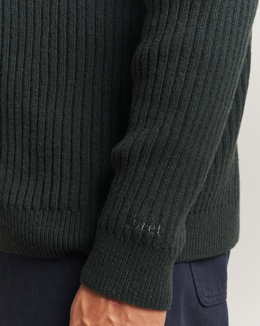 Uomini | Maglieria | Forét | Sow Rib Polo Knit Dark Green