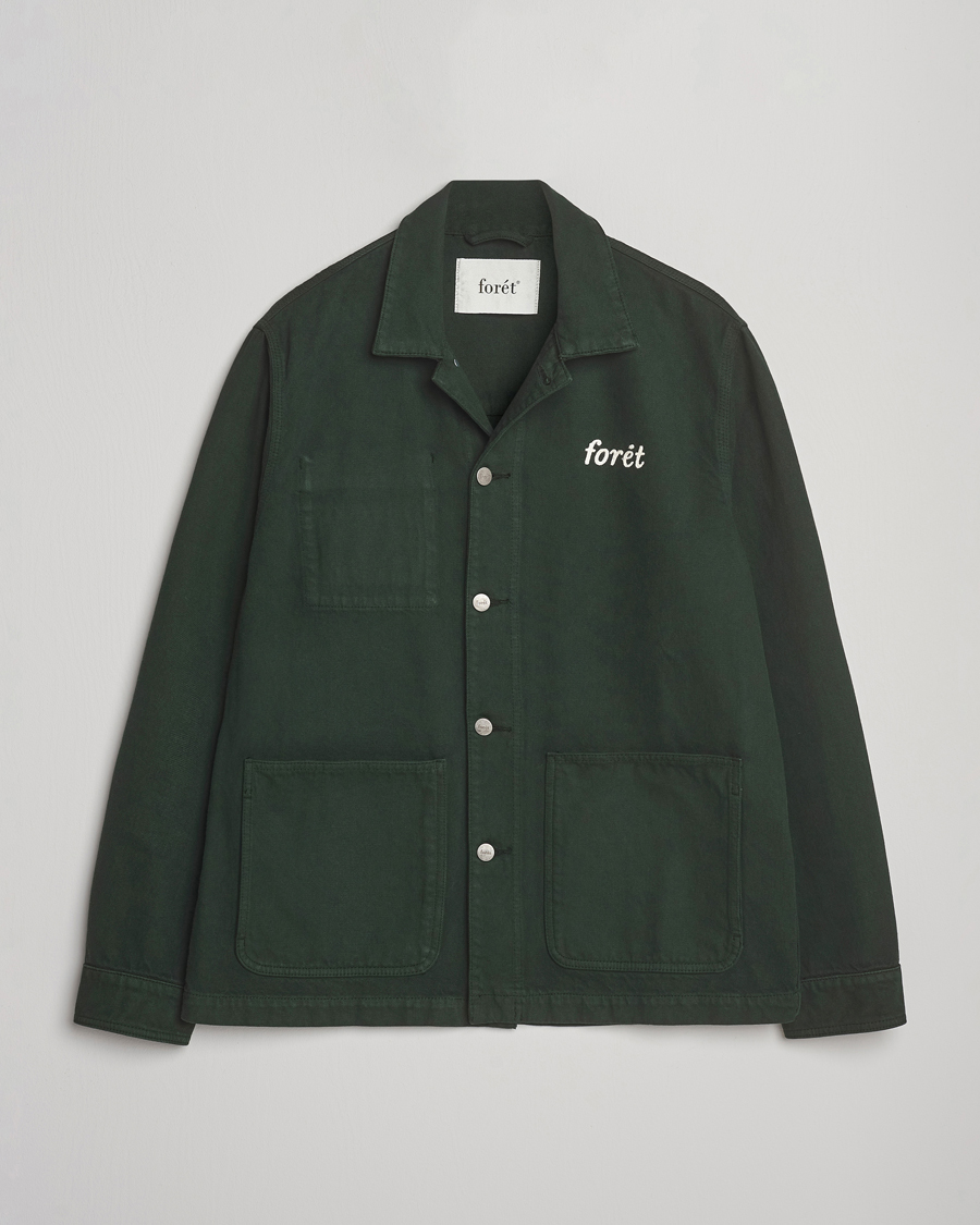Uomini | Camicie | Forét | Wood Twill Overshirt Dark Green