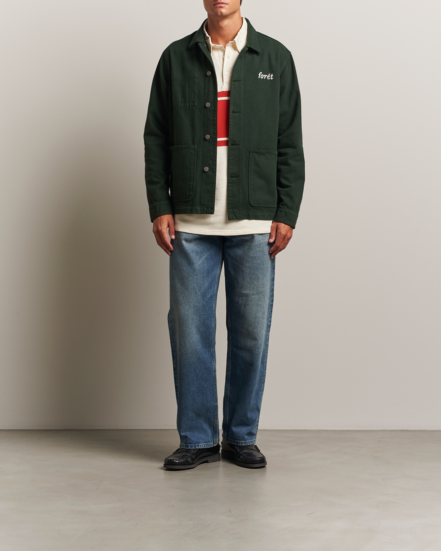 Uomini | Camicie | Forét | Wood Twill Overshirt Dark Green