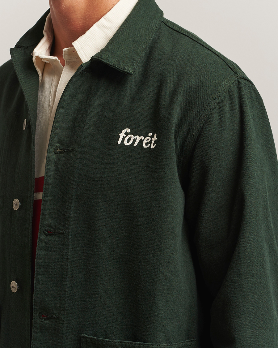 Uomini | Camicie | Forét | Wood Twill Overshirt Dark Green