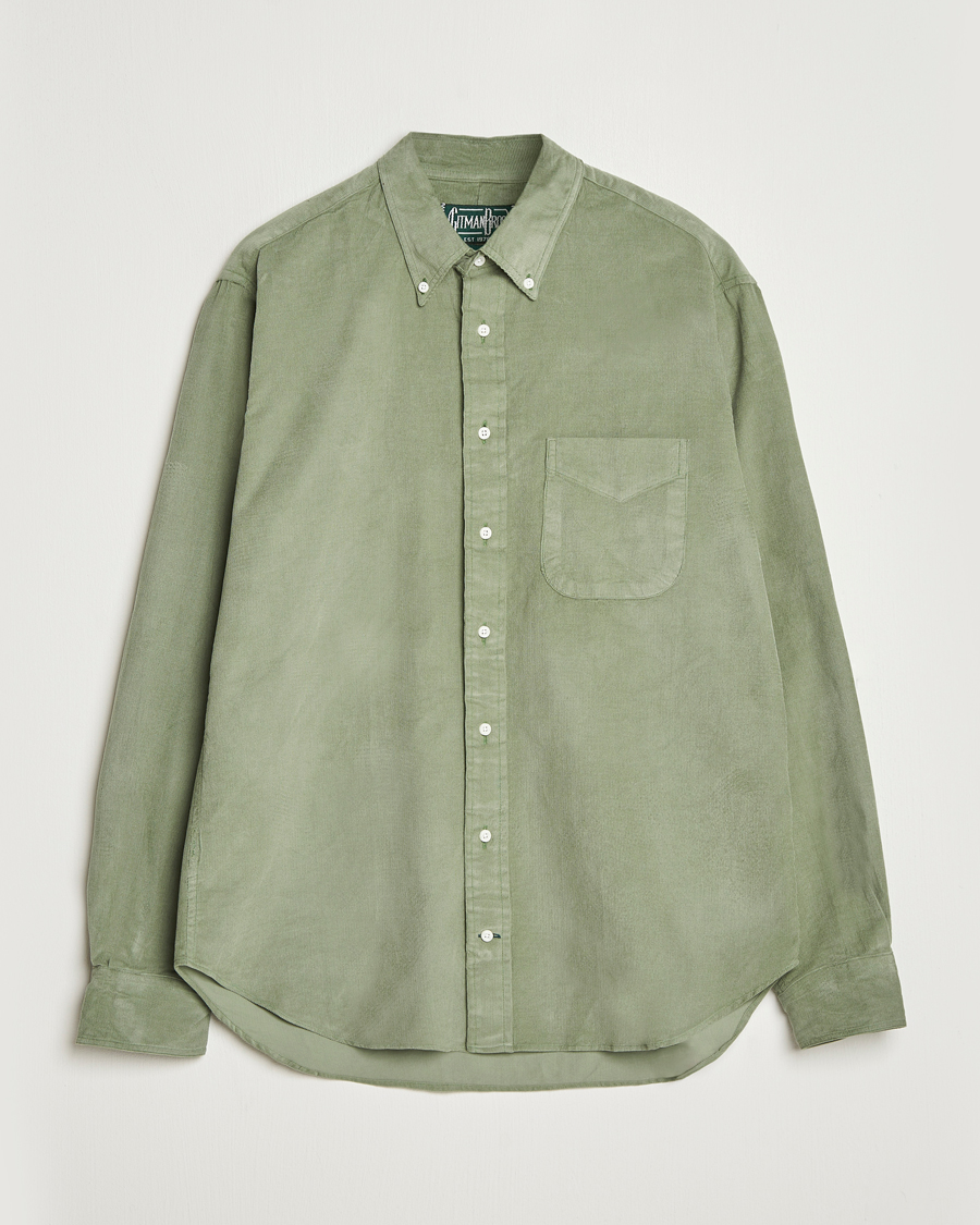 Uomini | Camicie | Gitman Vintage | Corduroy Button Down Shirt Sage