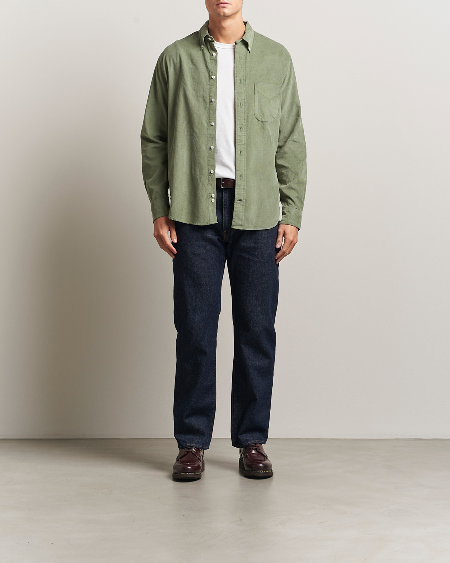 Uomini | Camicie | Gitman Vintage | Corduroy Button Down Shirt Sage