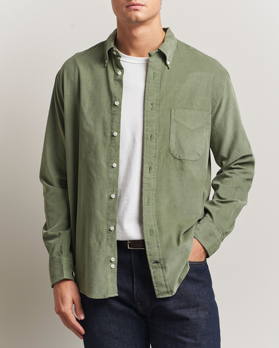 Uomini | Camicie | Gitman Vintage | Corduroy Button Down Shirt Sage