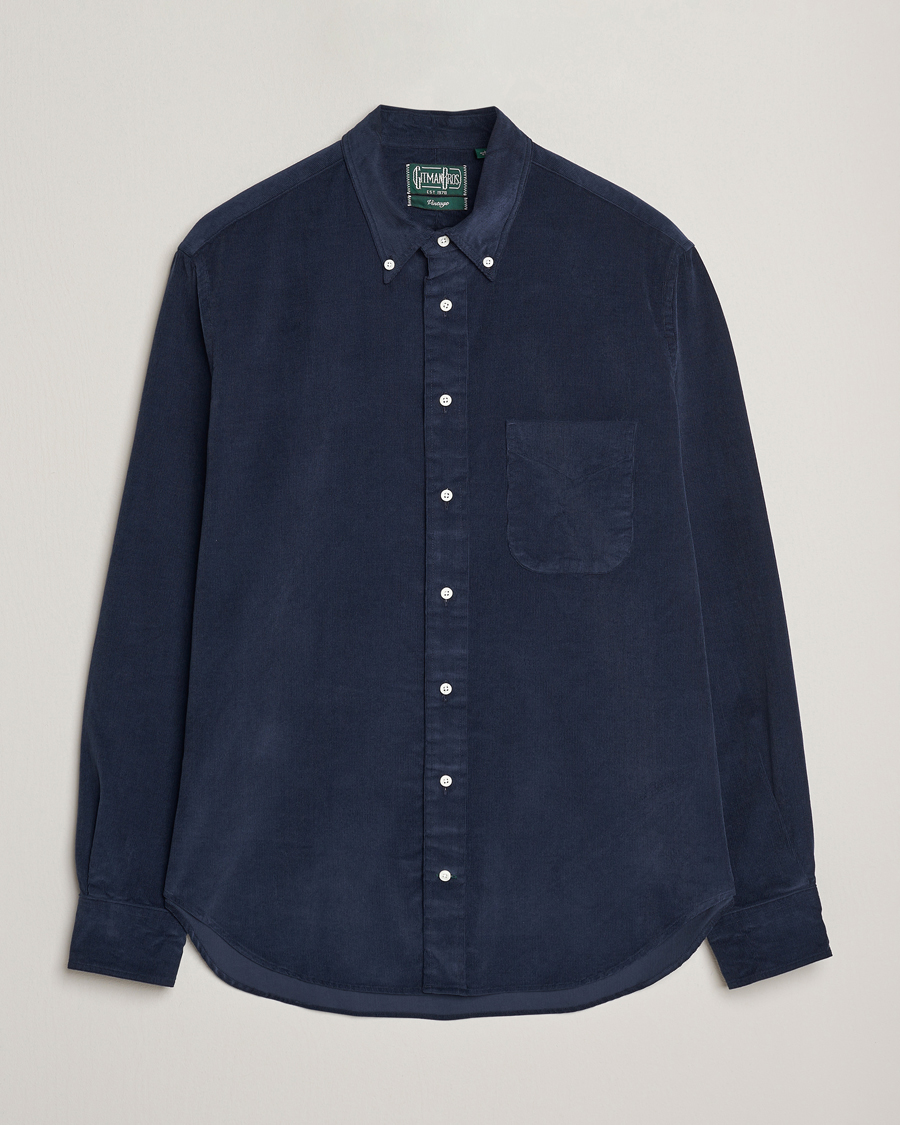 Uomini | Camicie | Gitman Vintage | Corduroy Button Down Shirt Navy