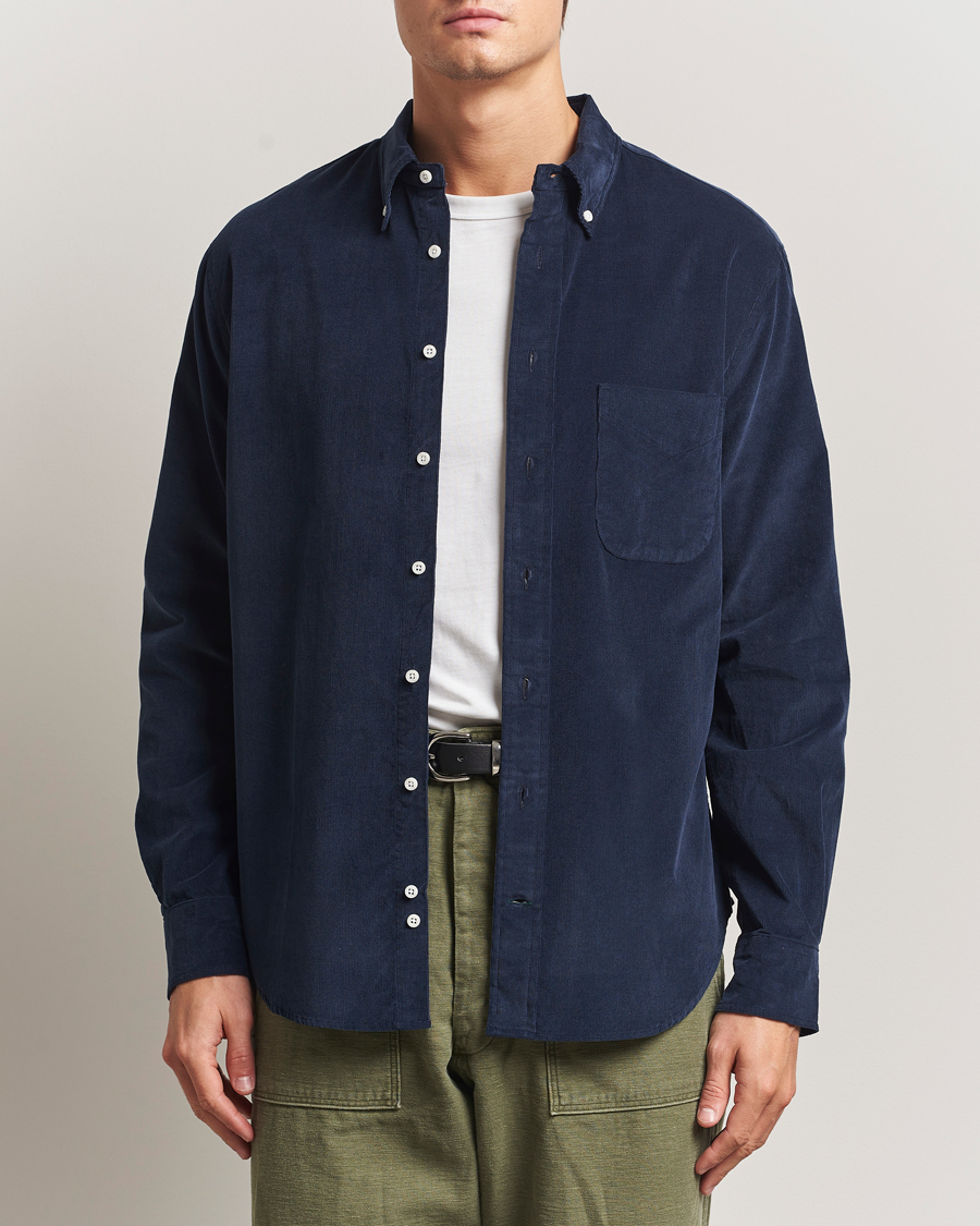 Uomini | Camicie | Gitman Vintage | Corduroy Button Down Shirt Navy