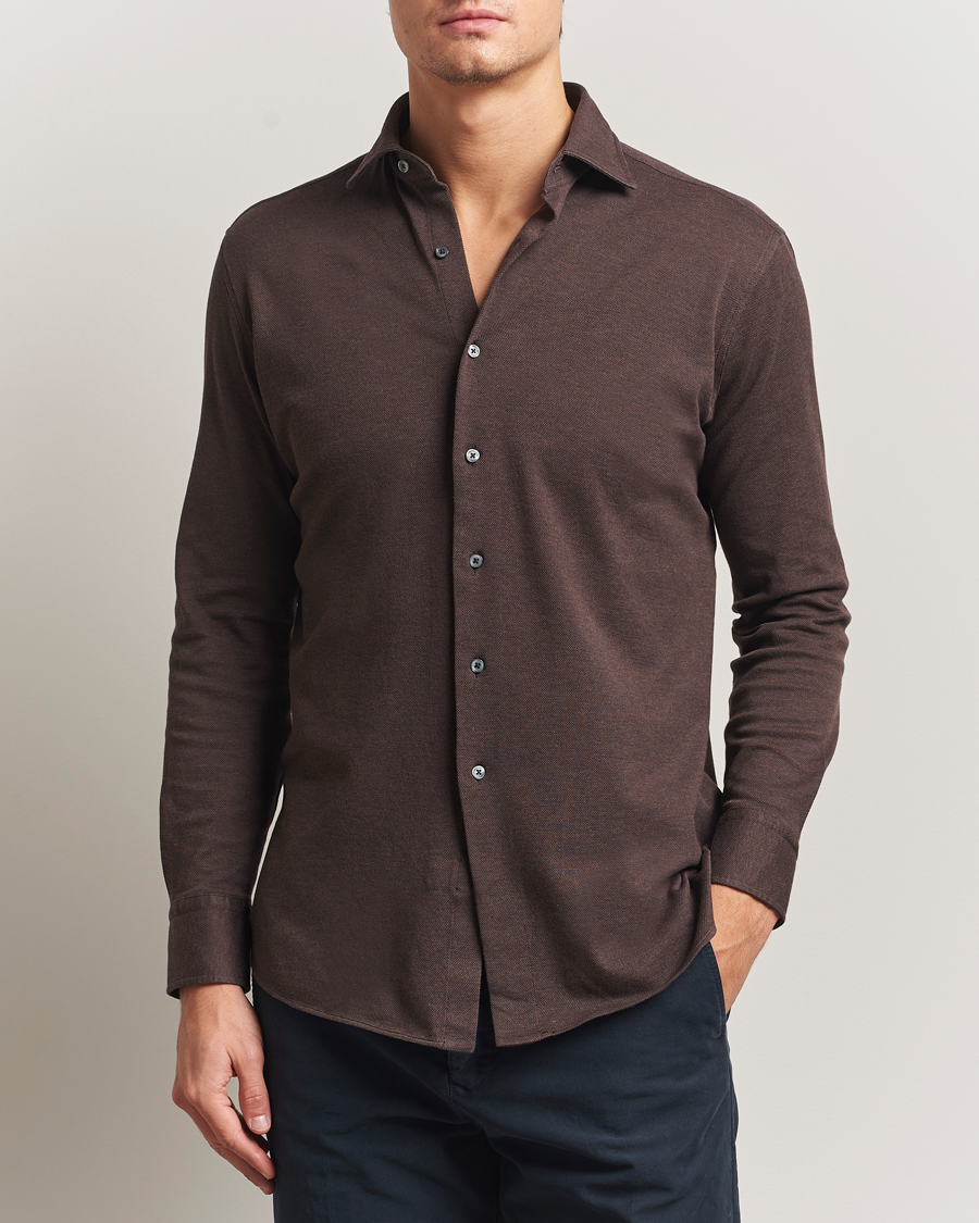 Uomini | Camicie | Grigio | Cotton Jersey Shirt Dark Brown
