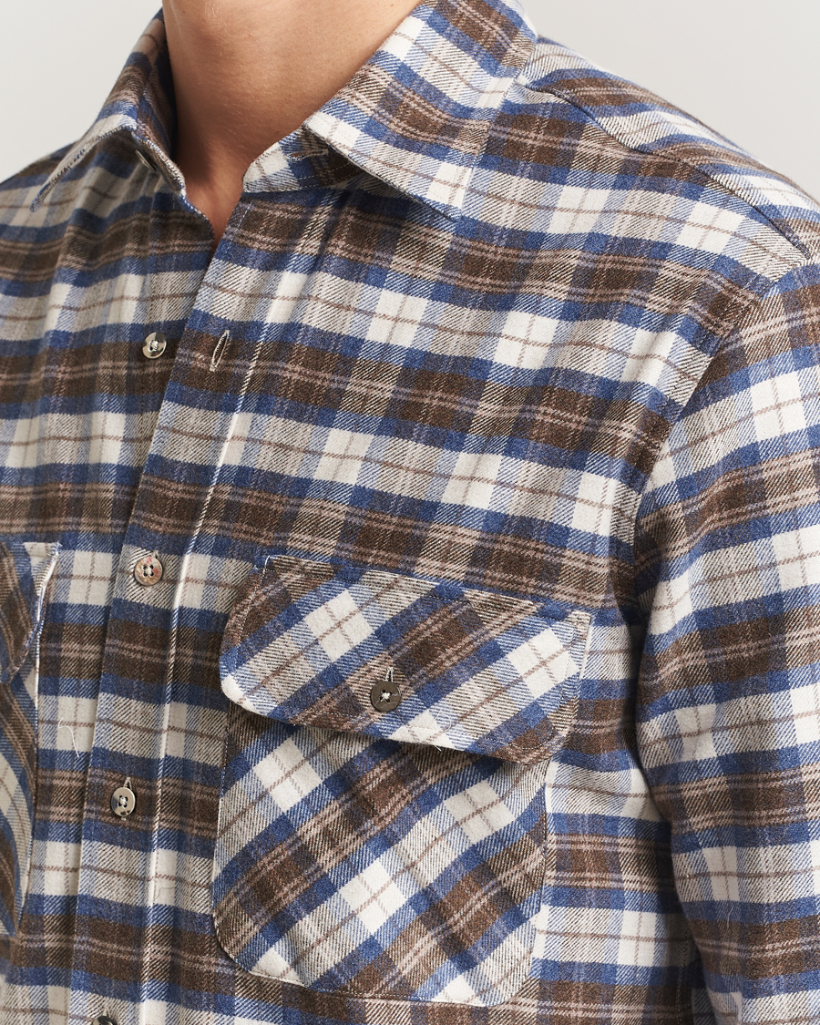 Uomini | Camicie | Grigio | Heavy Flannel Overshirt Blue/Beige Check