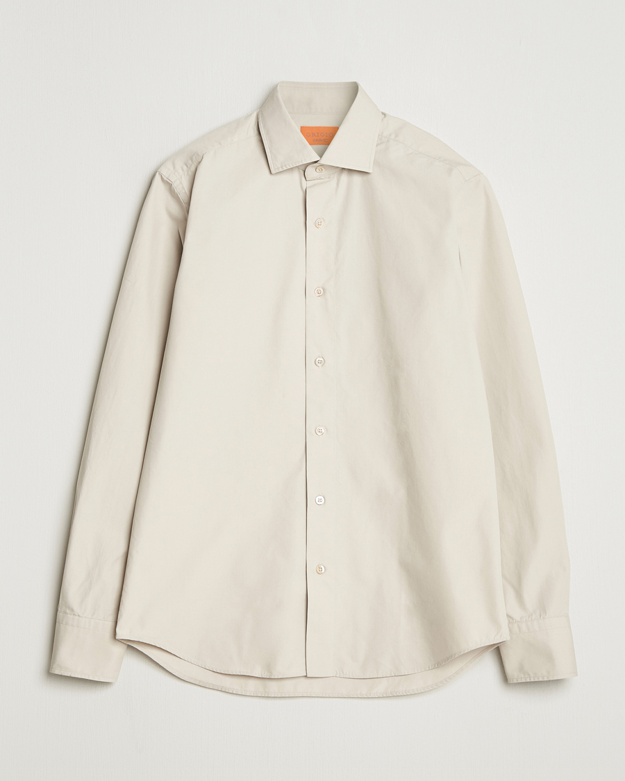 Uomini | Camicie | Grigio | Cotton Twill Shirt Beige