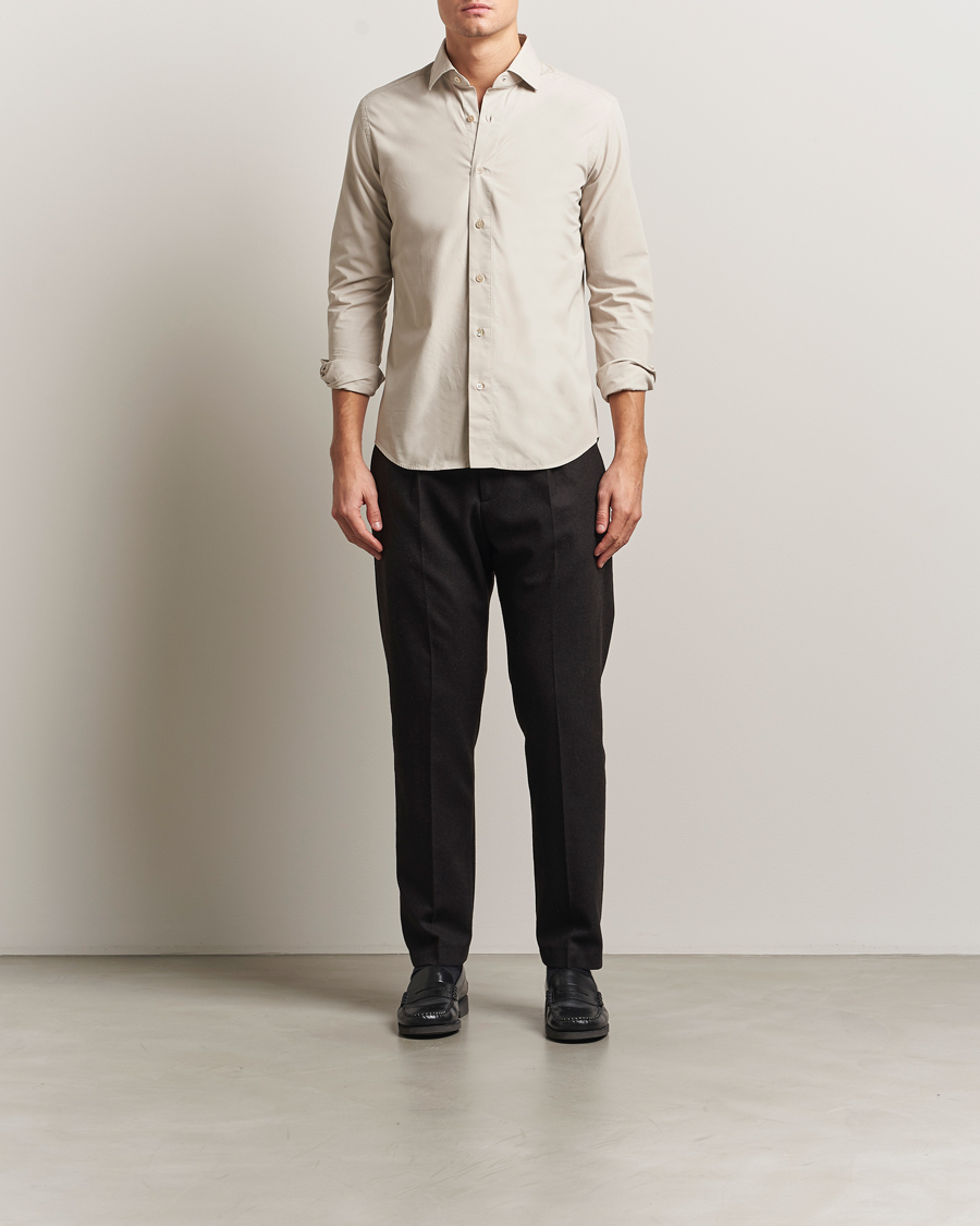 Uomini | Camicie | Grigio | Cotton Twill Shirt Beige