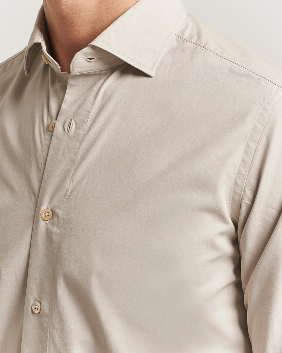 Uomini | Camicie | Grigio | Cotton Twill Shirt Beige