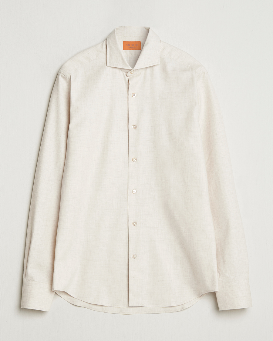 Uomini | Camicie | Grigio | Washed Flannel Shirt Light Beige