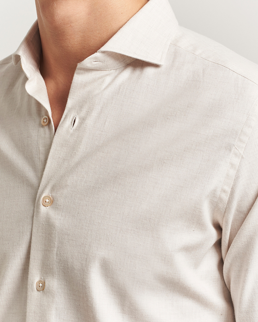 Uomini | Camicie | Grigio | Washed Flannel Shirt Light Beige