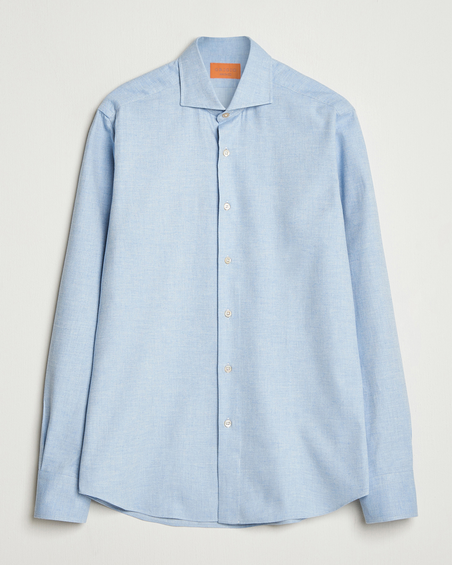 Uomini | Camicie | Grigio | Washed Flannel Shirt Light Blue