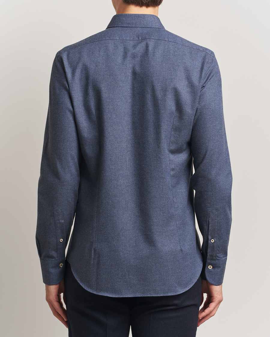 Uomini | Camicie | Grigio | Washed Flannel Shirt Dark Blue