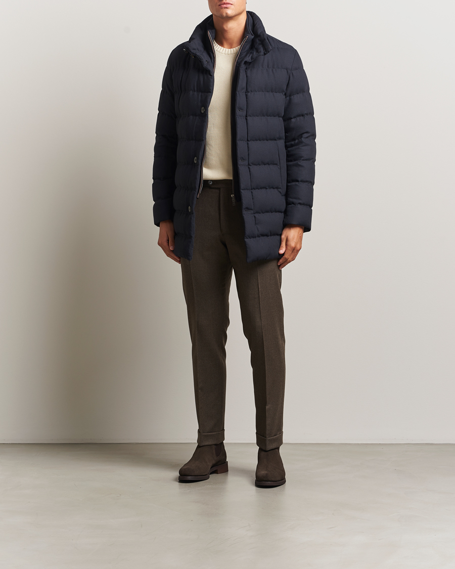 Uomini | Giacche | Herno | Flannel Down Coat Navy