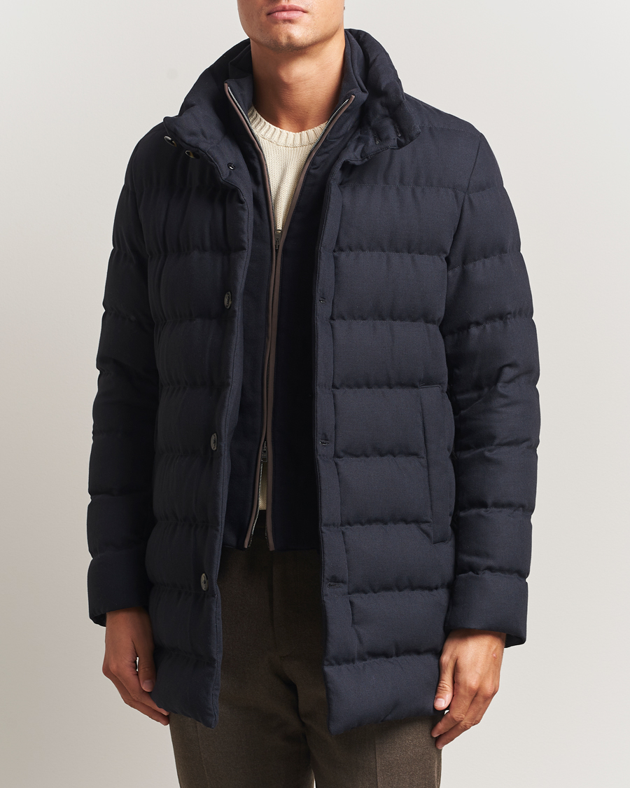 Uomini | Giacche | Herno | Flannel Down Coat Navy