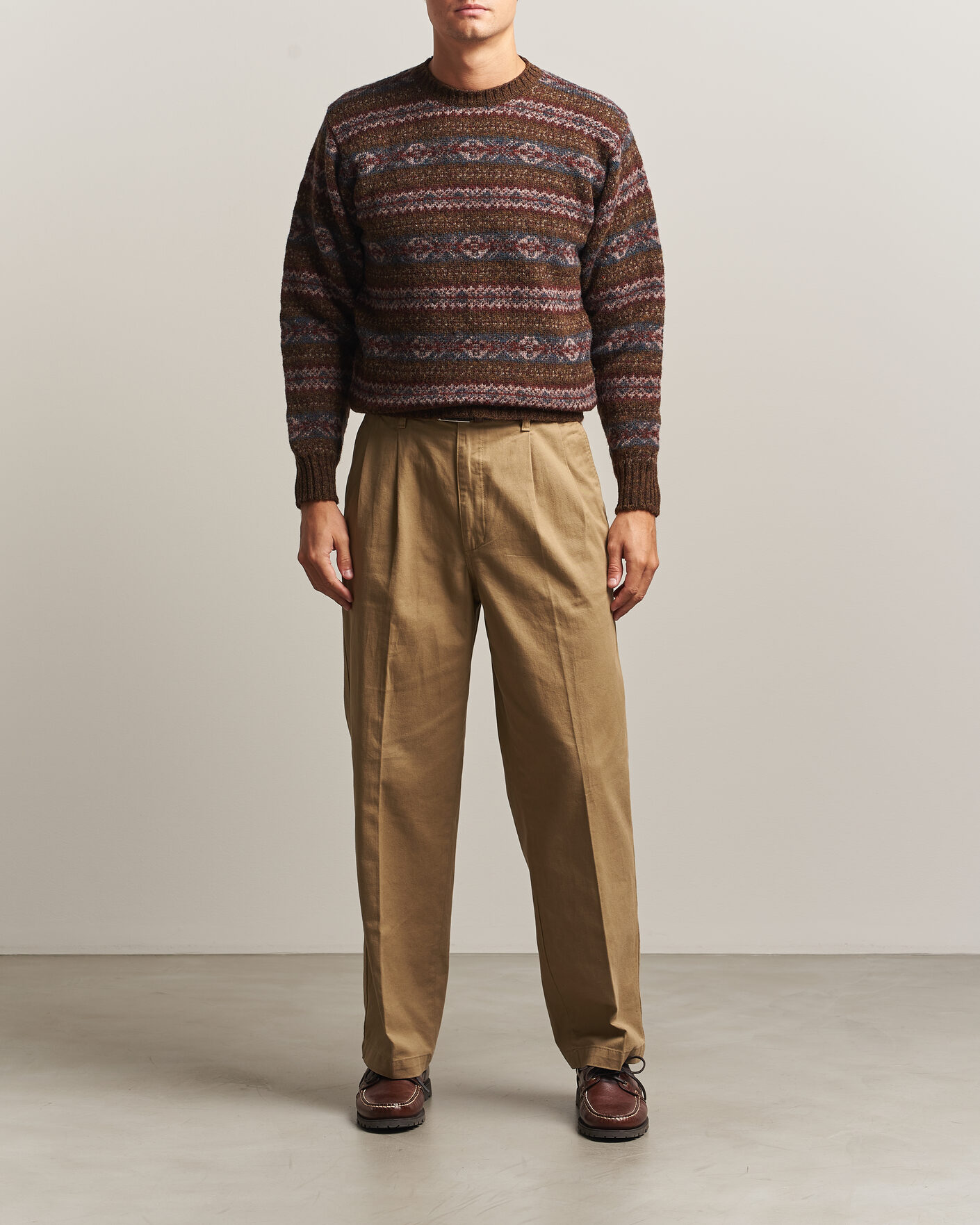 Uomini | Maglieria | Jamieson's of Shetland | Jamiesons Of Shetland All Over Fair Isle Pullover Crew Neck Moss Green