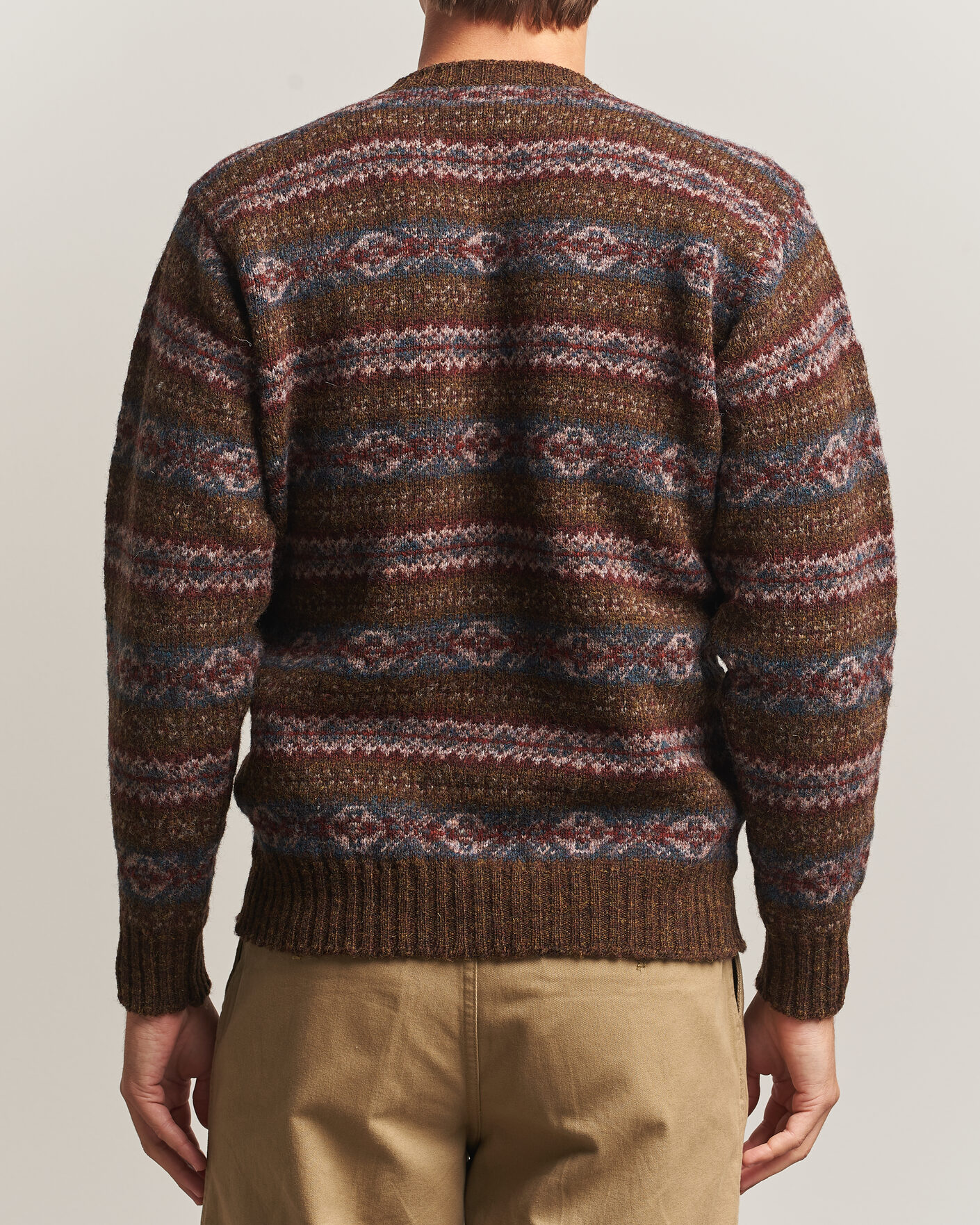 Uomini | Maglieria | Jamieson's of Shetland | Jamiesons Of Shetland All Over Fair Isle Pullover Crew Neck Moss Green